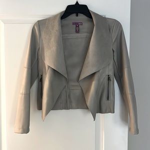 Aqua faux leather girls’ jacket;only worn once for a wedding